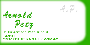 arnold petz business card